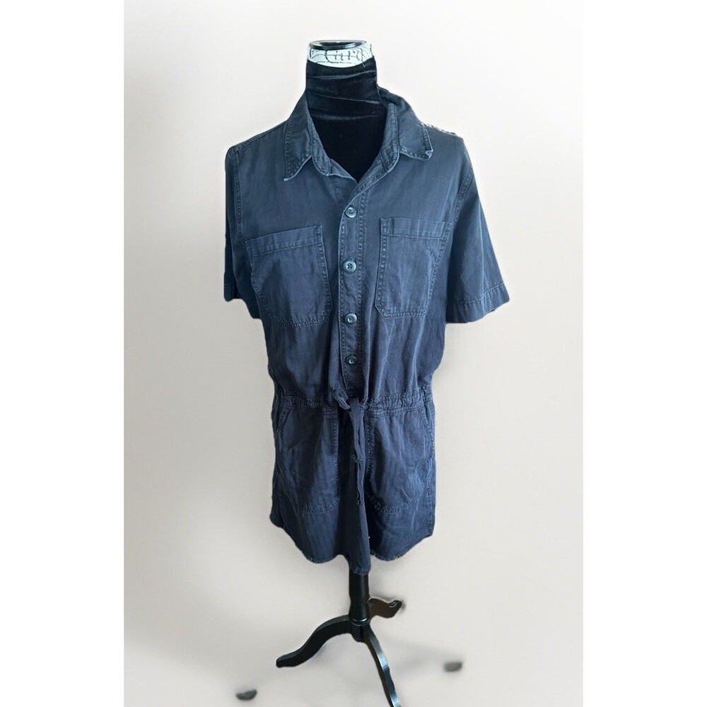 Lucky Brand Drawstring Cotton Dress Coveralls Fringed Hem Size Medium Festival